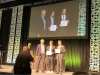 Professor Sung Kyu Lim (right) and his former student Bon Woong Ku (middle) receiving the 2022 Donald O. Pederson Best Paper Award for their paper “Compact-2D: A Physical Design Methodology to Build Two-Tier Gate-Level 3D ICs” published in IEEE TCAD.”  
