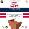 Flyer for the Wreck the Vote debate, held Thursday, Sept. 17, 2020 at 6 p.m.