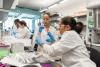 Researchers work in cell manufacturing laboratory