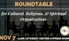 Flyer for the event Cultural and Religious/Spiritual Organization Roundtable.