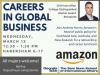 Careers in Global Business flyer with Andrew Harris. Contains Amazon logo.