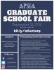 Blue flier with information on the APSIA graduate school fair.