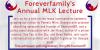 Advertisement for the foreverfamily MLK lecture