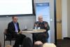 Irfan Essa and Phil Meyer lead the opening session at the Computation + Journalism Symposium.