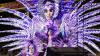 Large, purple feathered Trinidad carnival costume